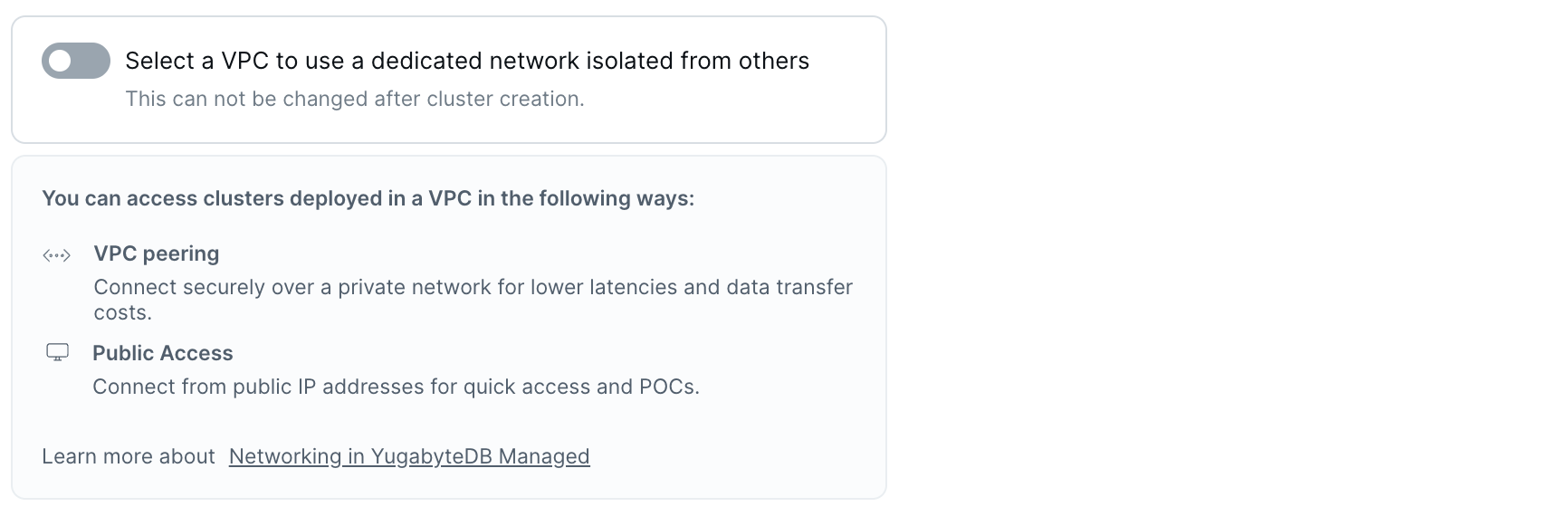 Add Cluster Wizard - Configure VPC Add Cluster Wizard - Configure VPC